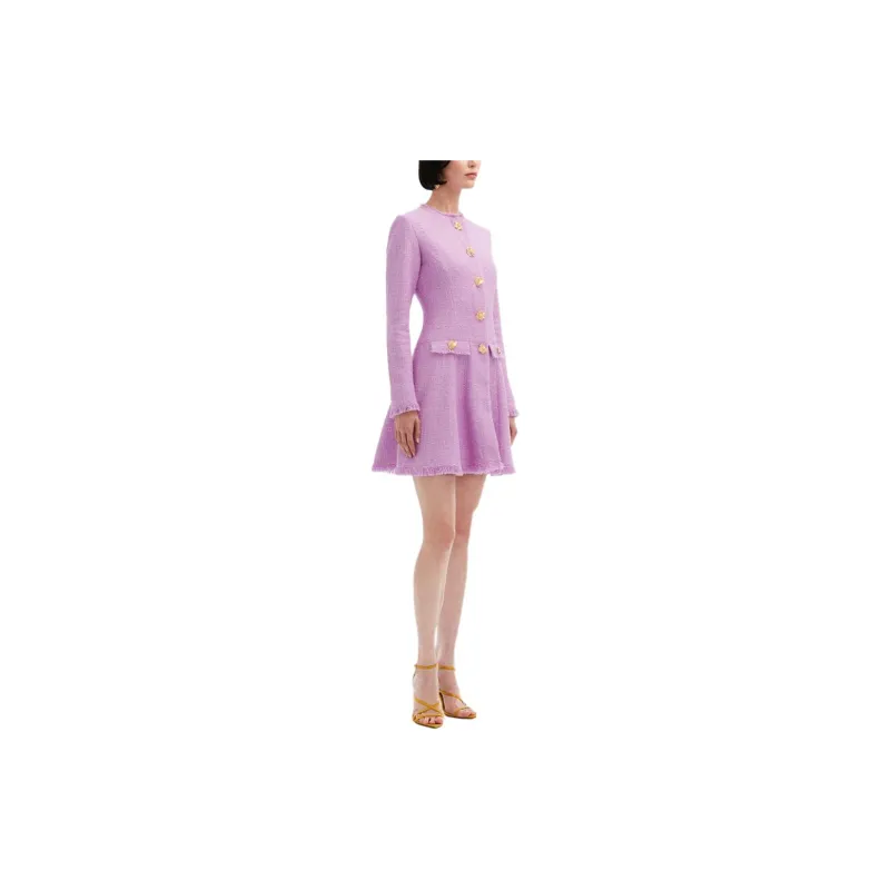 OSCAR DE LA RENTA Floral Button-detail Tweed Minidress-3