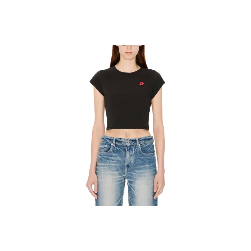KENZO Boke Flower Embroidered Cropped T Shirt-3