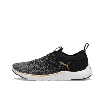 PUMA Cushioning And Breathable Low Top Running Shoes Women's Black Gray