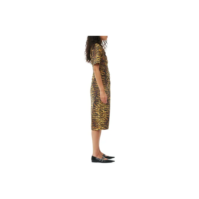 GANNI Tiger-print Organic Cotton Dress-4