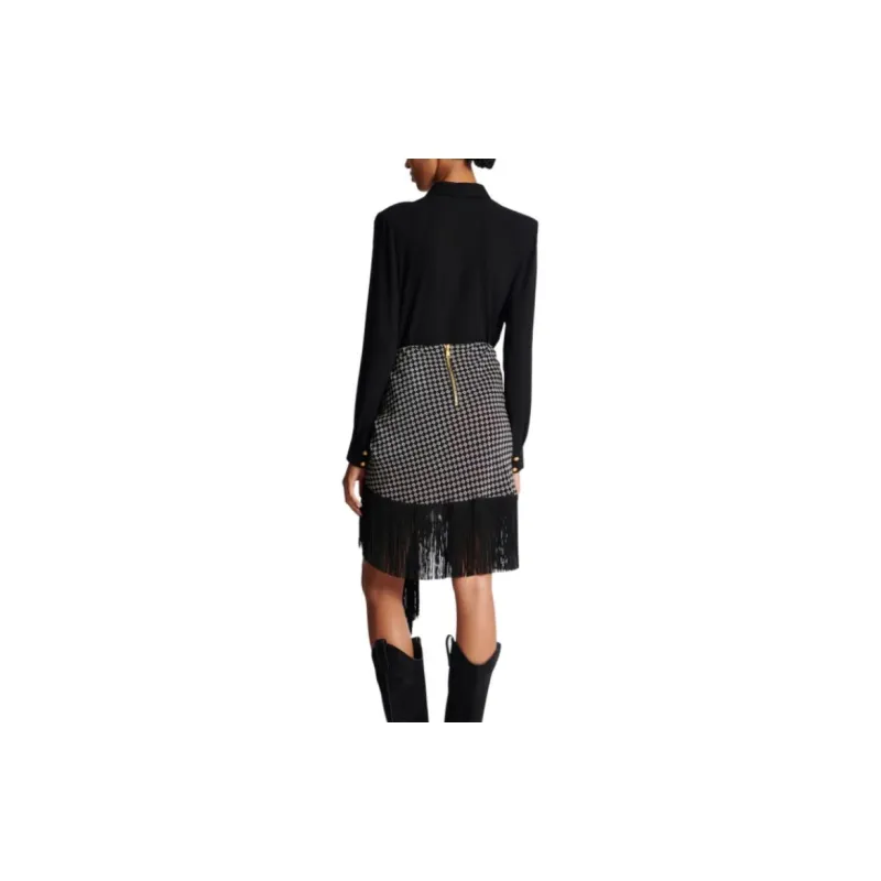 BALMAIN Fringed Scarf Skirt-2
