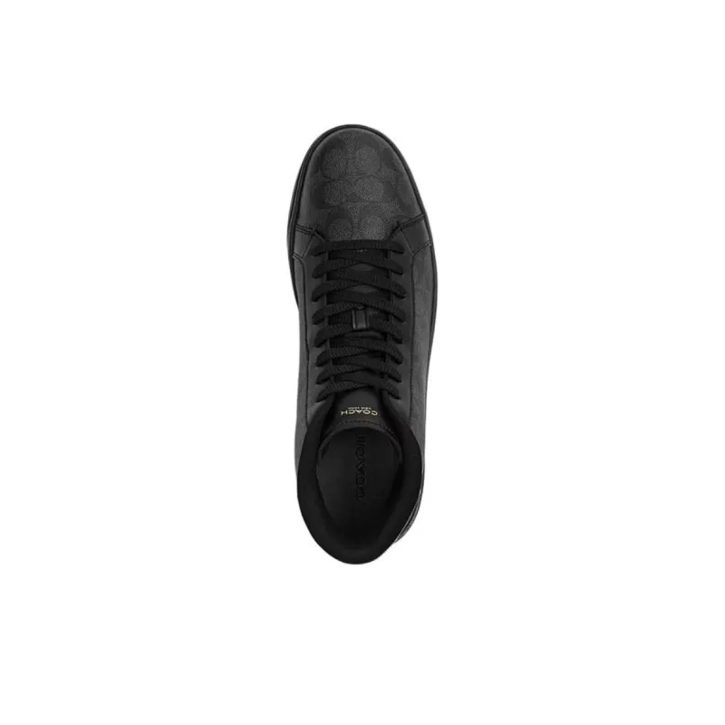 COACH Signature High Top Skateboard Shoes Men's Black-3