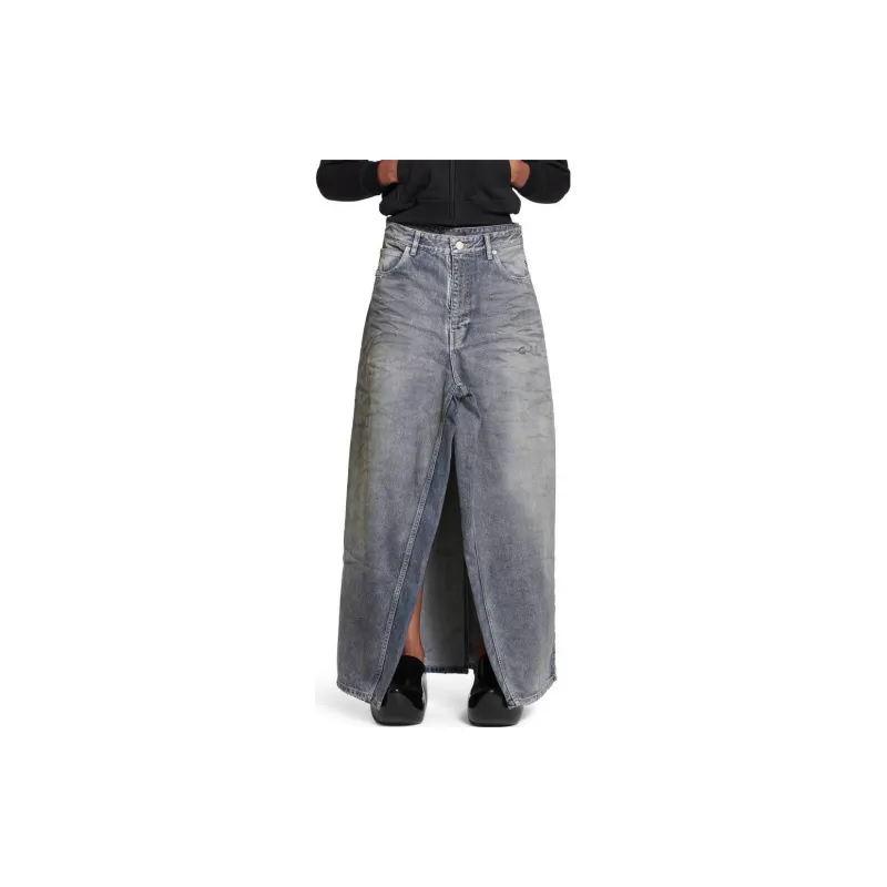 Balenciaga FW23 Apron Pants Skirt Denim Long Skirt Regular Fit Women's Blue-5