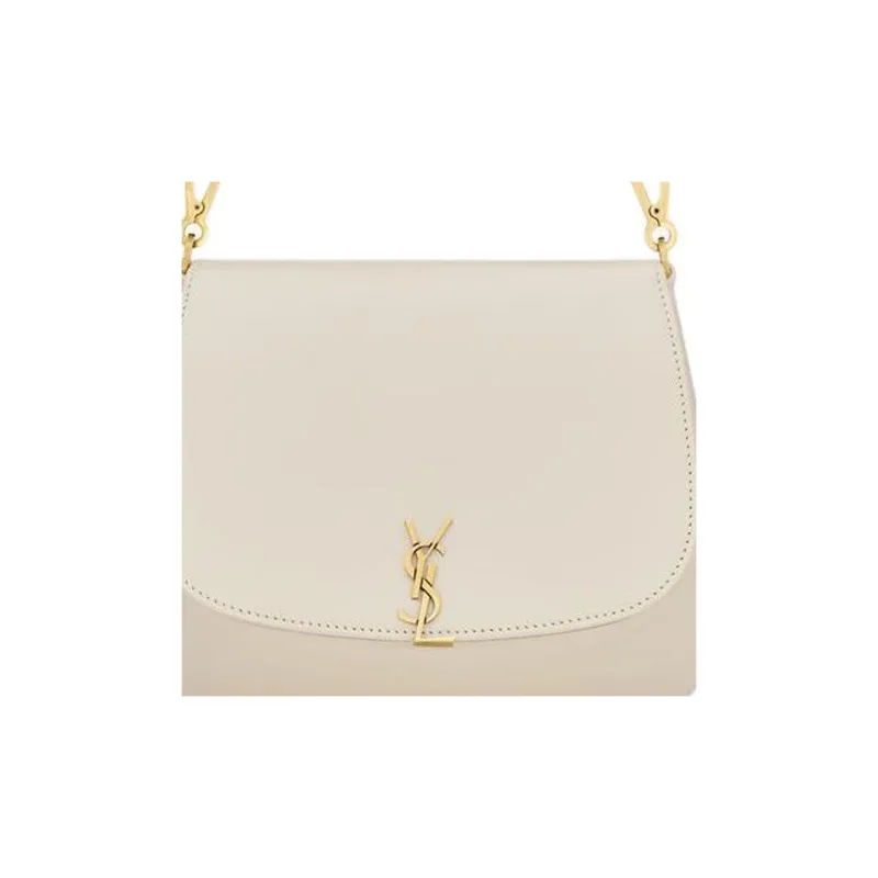 SAINT LAURENT Nolan Calfskin Handbag, Shoulder Bag Women's Vintage White-5