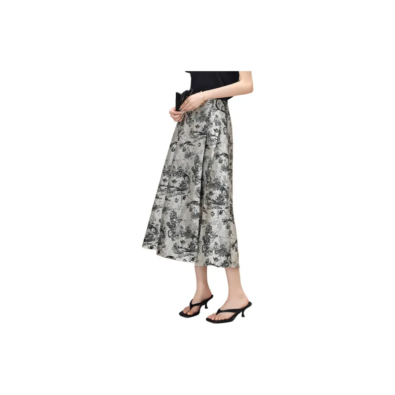 【dme】 Casual Long Skirt Women's Black & White-3