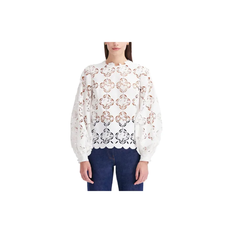 Oscar De La Renta Gardenia Guipure Blouse-1