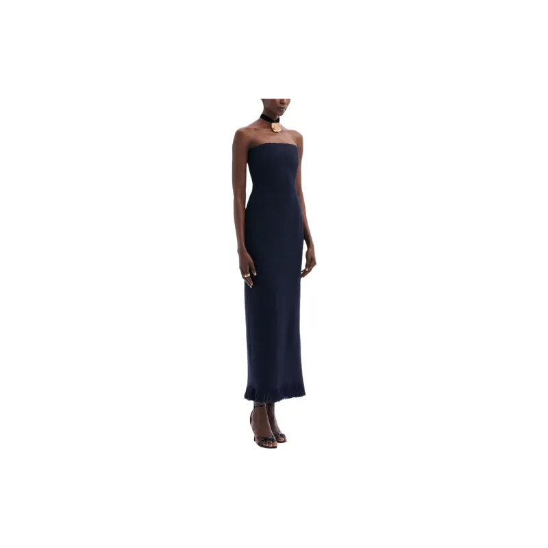 Oscar De La Renta Strapless Tweed Midi Dress-3