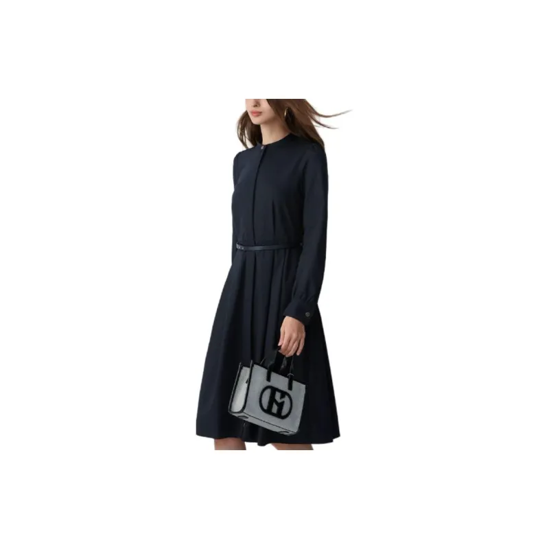 HAZZYS Long Sleeved Dresses Women's Navy Blue-2
