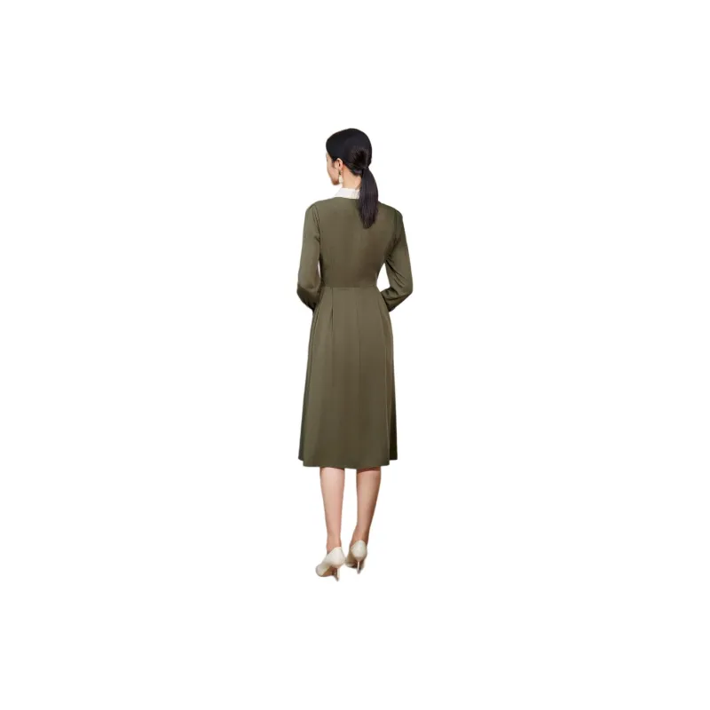 BBLLUUEE Long Sleeved Dress Women's Tea Green-2