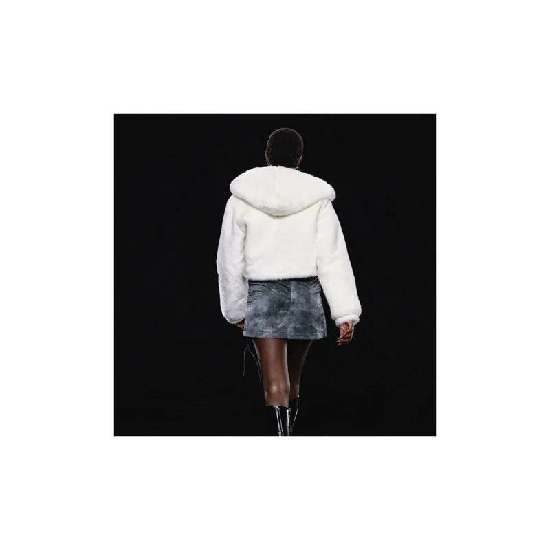 JYOSEI Velvet feel Coat Women's White-4