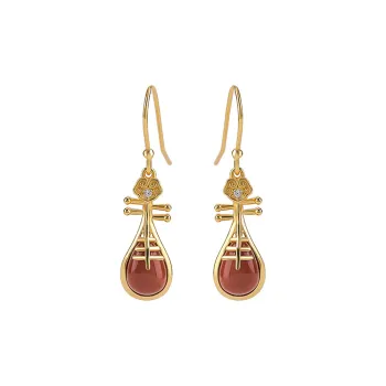 Xiaoyinjiang Agate Ear Ornament Silver Earrings Jade Ear Ornament Women's