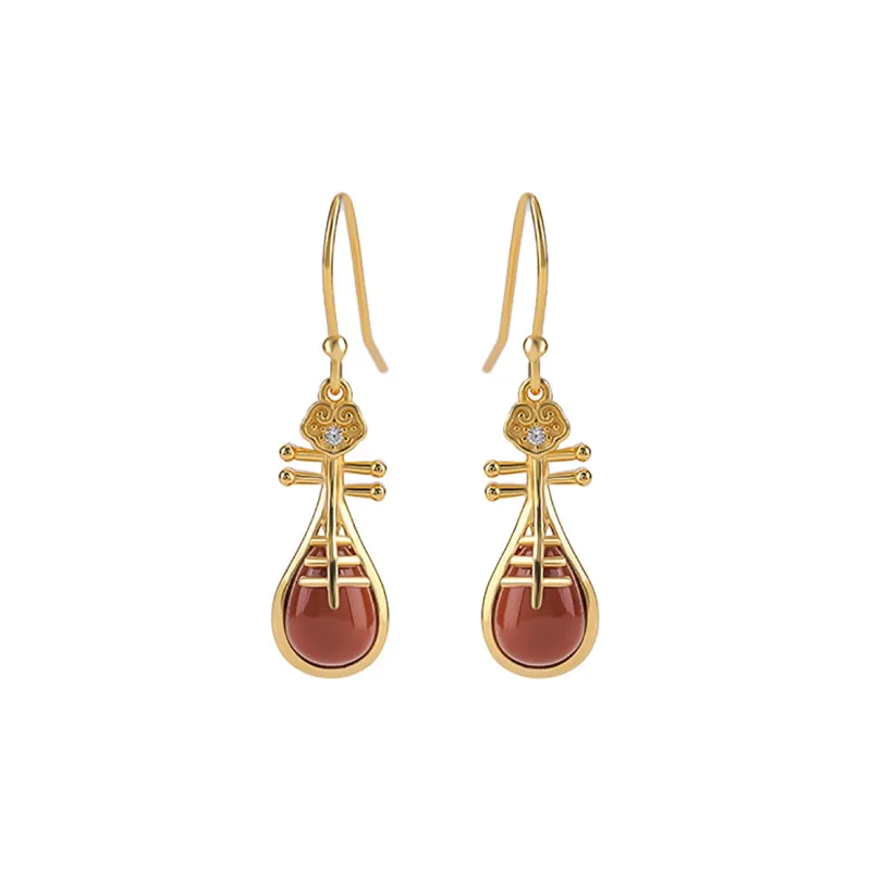 Xiaoyinjiang Agate Ear Ornament Silver Earrings Jade Ear Ornament Women's-0