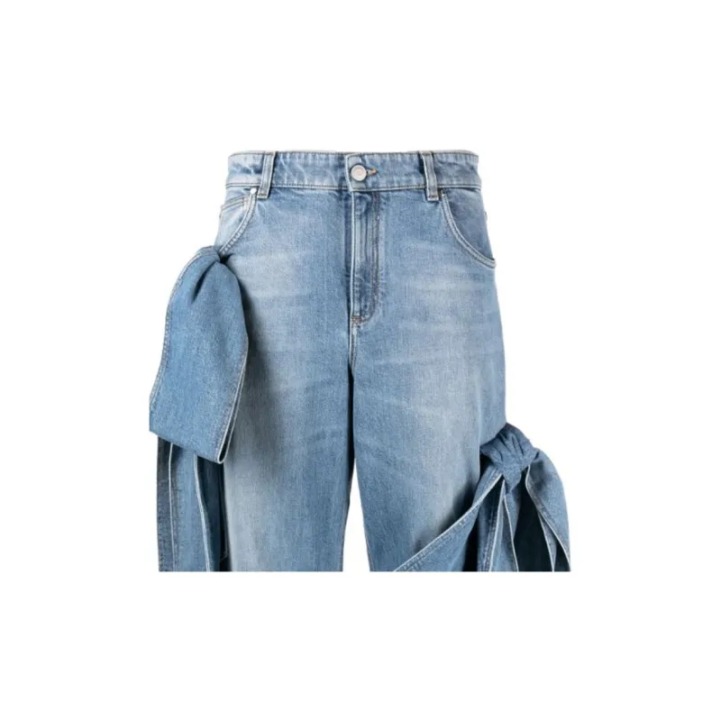 Blumarine 2J116A PANTA JCFIOCCHI BOW DETAIL WIDE LEG JEANS BLUE-5