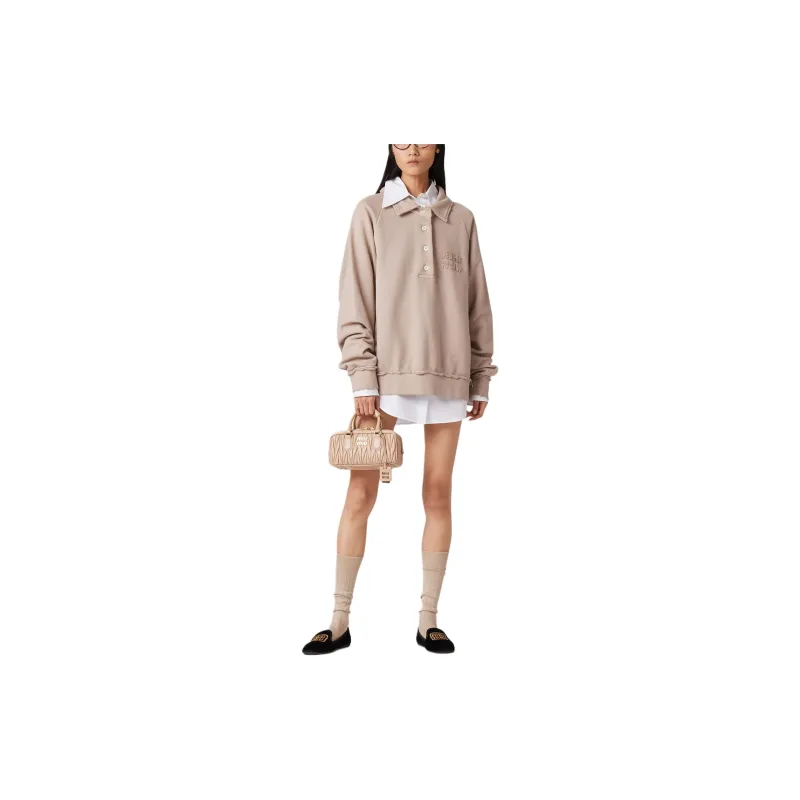 MIU MIU Logo Detailed Polo Sweatshirt-3