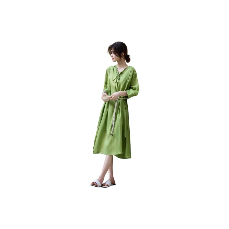 XWI Long Sleeved Dress Women's Green-2