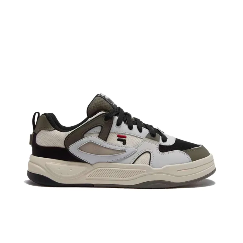 FILA FUSION BANK II Anti-Slip Wear-Resistant Low-Top Skateboard Shoes Men's White Brown-1