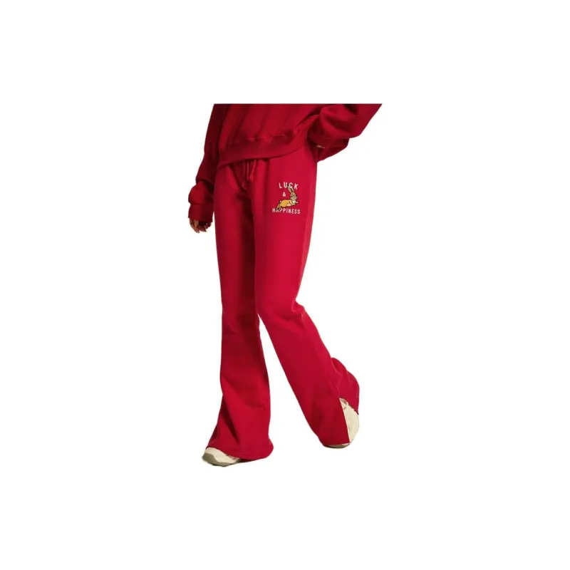 Hollister Knitted Sweatpants Women's Red-2