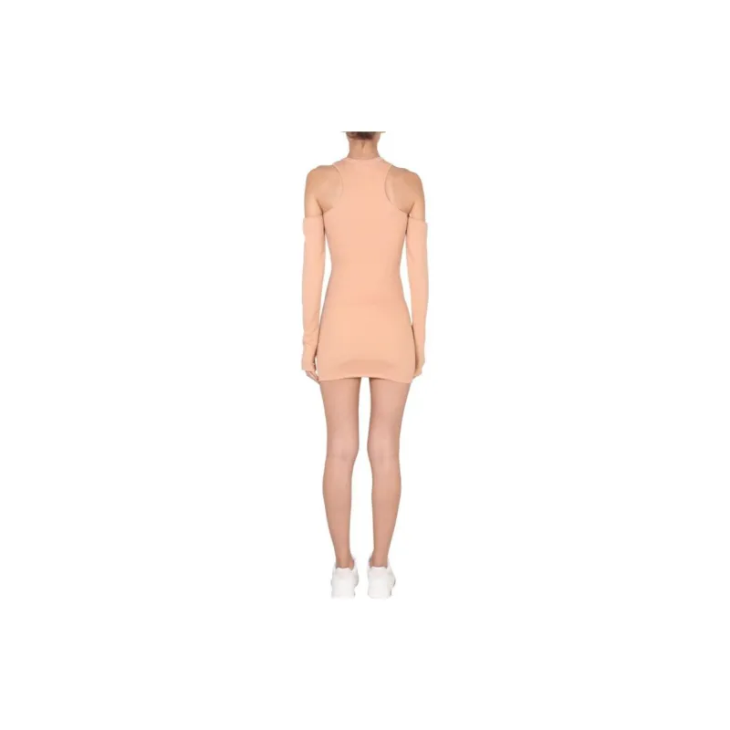 OFF WHITE Logo Detailed Asymmetric Mini Dress-1