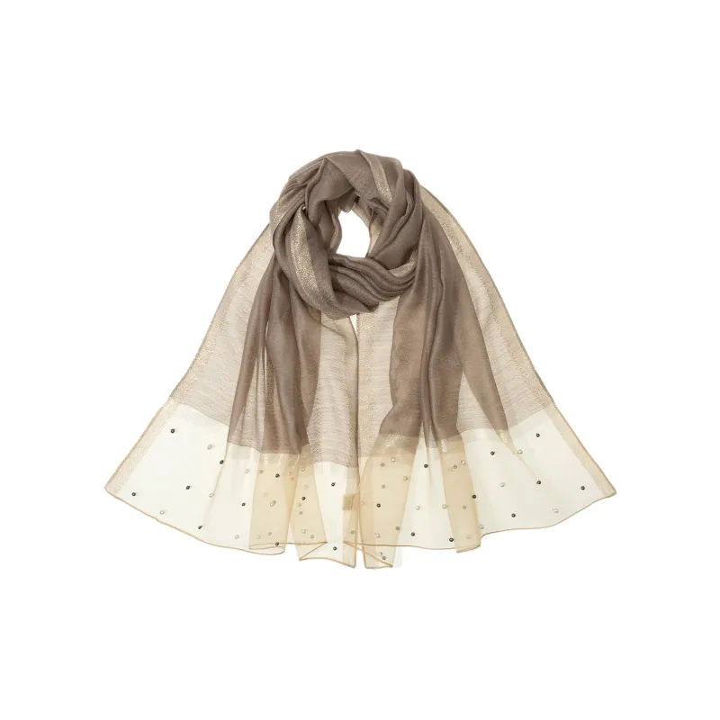 Shanghai Story Polyester Silk Scarves Women's Beaded Feather Fall-0