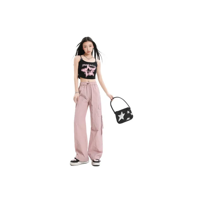 YINLEI Cargo Pants Women's Pink-3