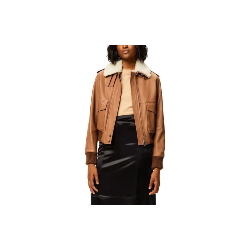 LOEWE Leather Jackets Women's Brown-1