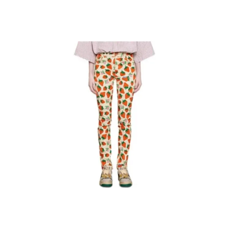 GUCCI Strawberry Cotton Skinny Pant Ivory/Yellow-2
