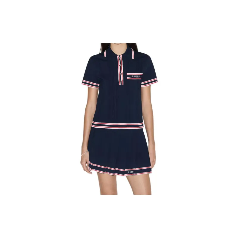 GUCCI Striped Trim Polo Top-2