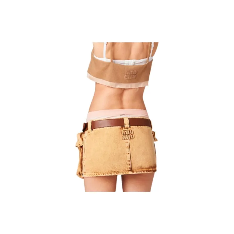 MIU MIU SS23 Cargo Short Skirts Women's Cognac-3