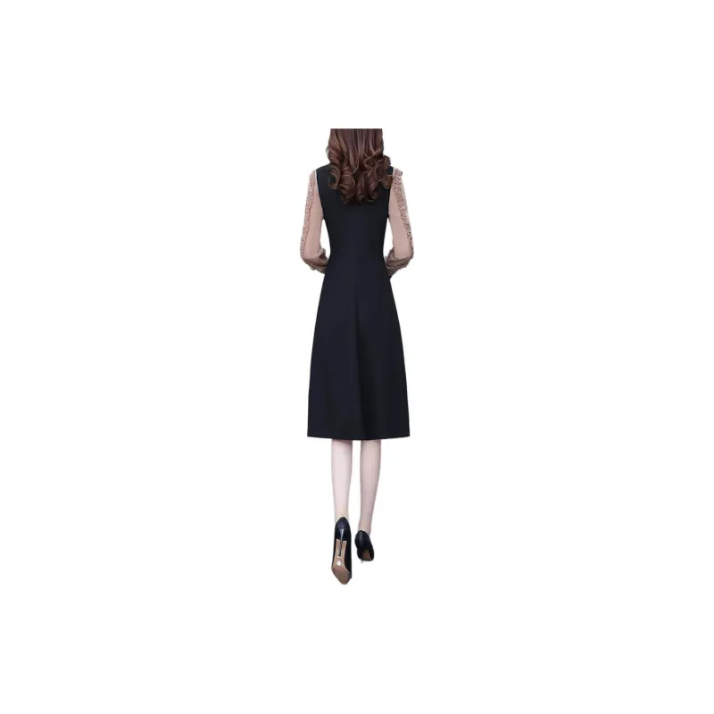 Mapping Long Sleeved Dresses Women's Black-2