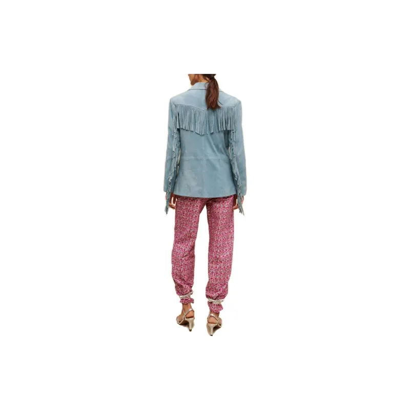 Maje Leather Jacket Women's Blue-2