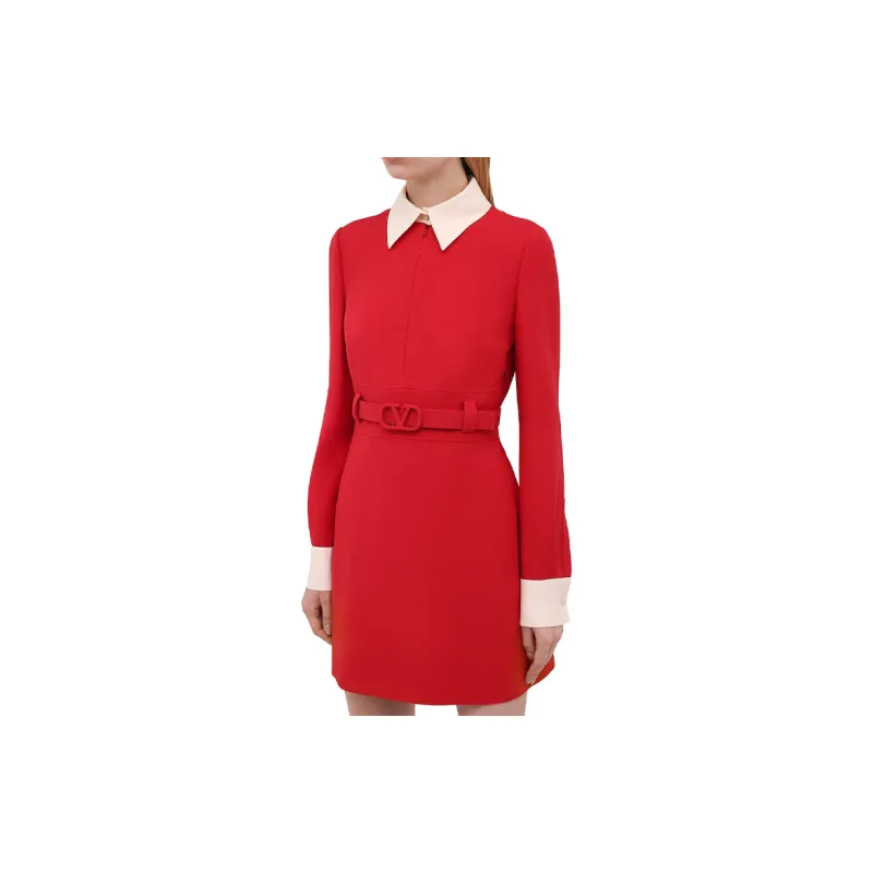 Valentino Long-Sleeved Dresses Women's Red-3