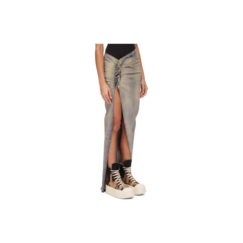 Rick Owens DRKSHDW Wrap Around Denim Skirt-3