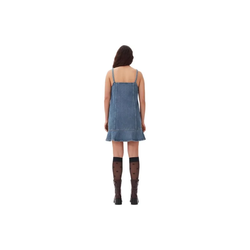GANNI Flared hem Denim Mini Dress-2
