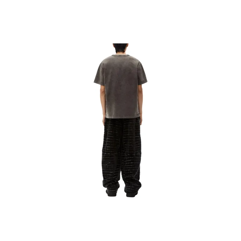 Alexander Wang Distressed Skyline Logo Graphic Tee Washed Charcoal-2