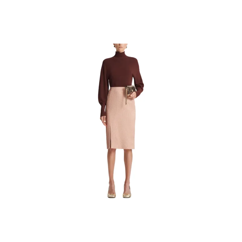 SCANLAN THEODORE Tinsel Gingham Skirt Casual Long Skirts Women's Rose Gold/Rose Gold-1