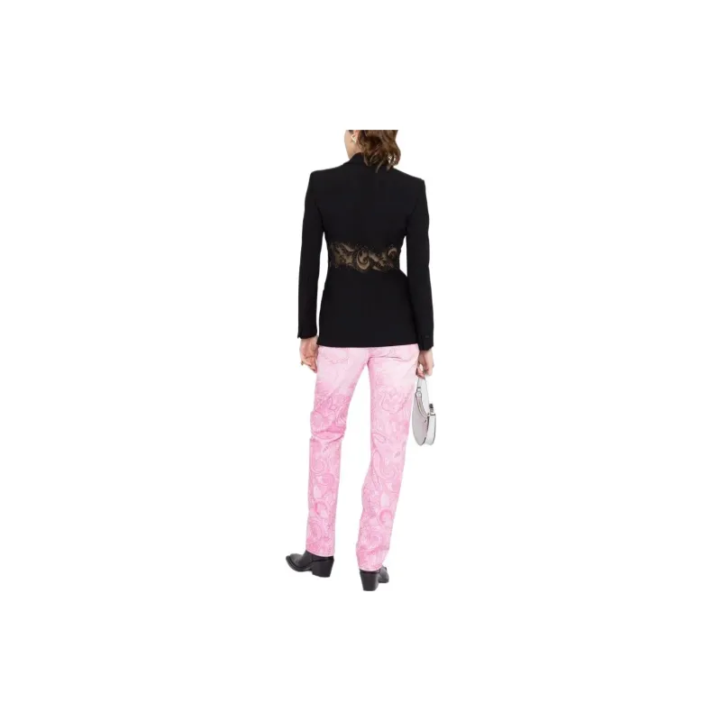 VERSACE Embroidered Silk Blend Blazer 'Black'-2