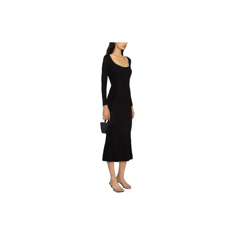 PINKO Scoop neck Ruched Midi Dress-3