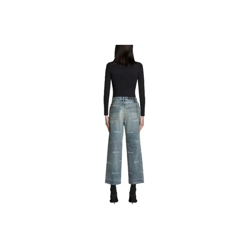Balenciaga Logo Printed Low Rise Denim Jeans-3