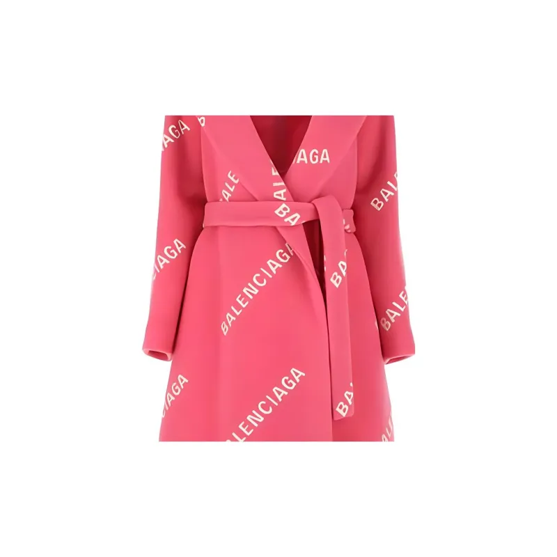Balenciaga Women's Printed Wool Blend Coat Pink-5