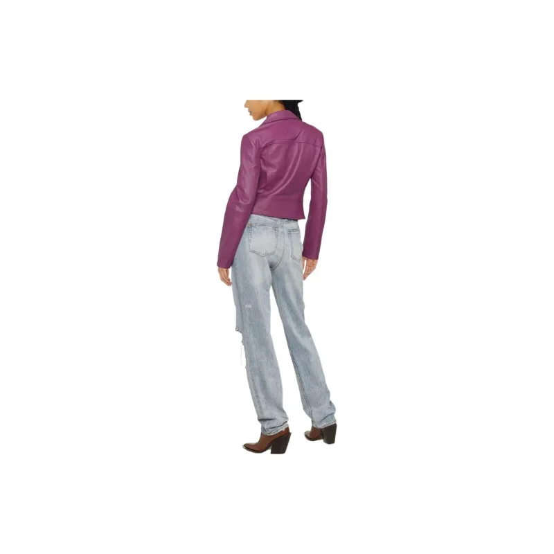 PINKO Leather Jackets Women's Purple-2