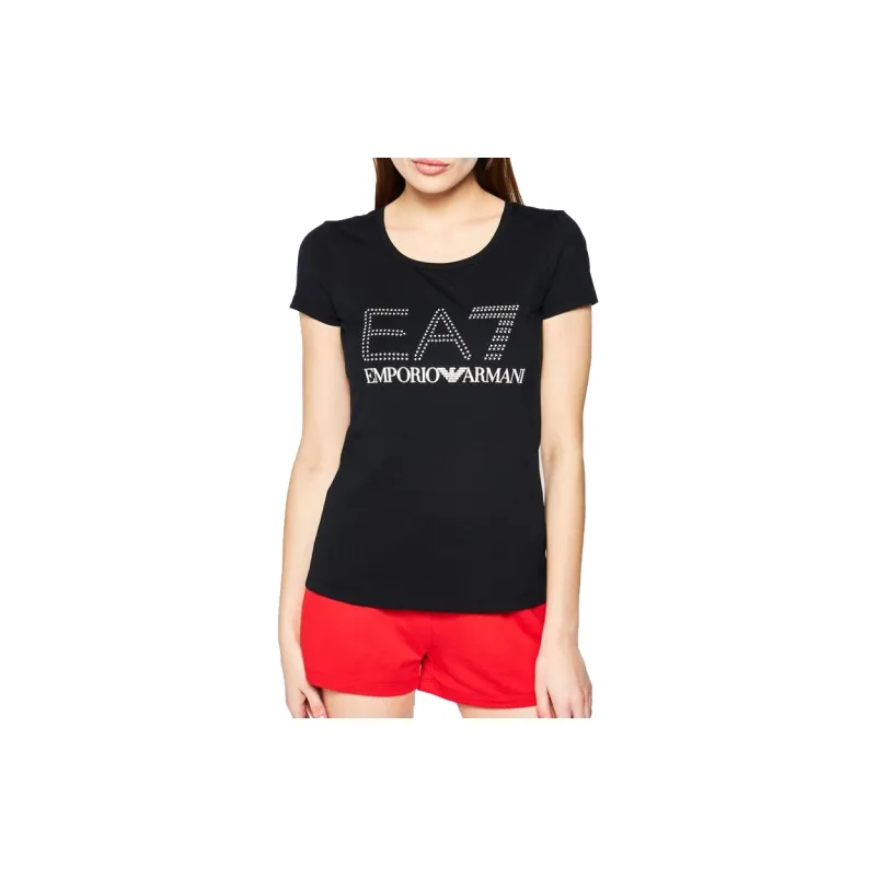 EMPORIO ARMANI EA7 Baby's Breath Collection SS22 Regular T Shirt Women's Black-1