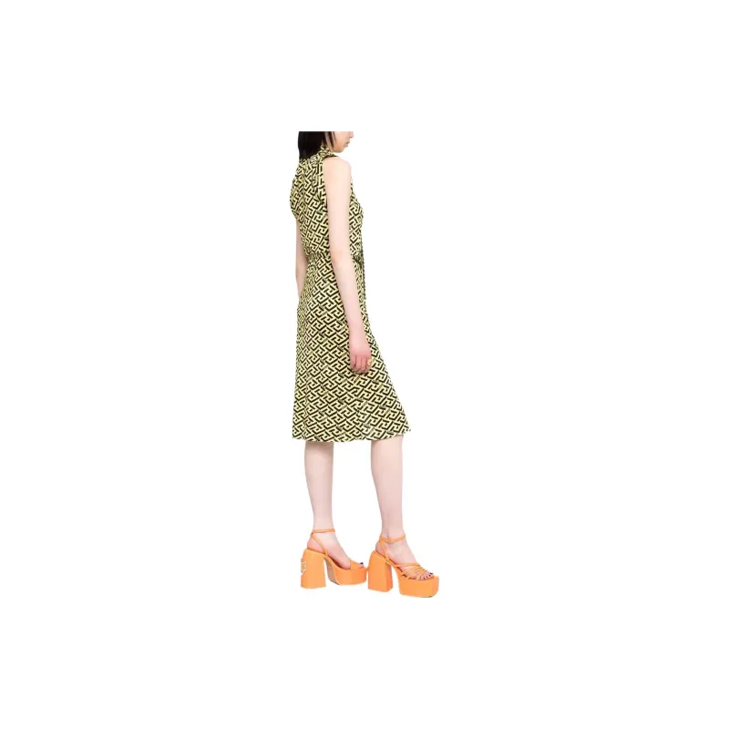 VERSACE Sleeveless Dresses Women's Yellow-3