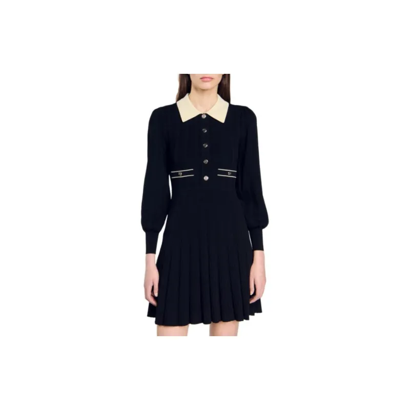 Sandro Pleated Knit Dress-2