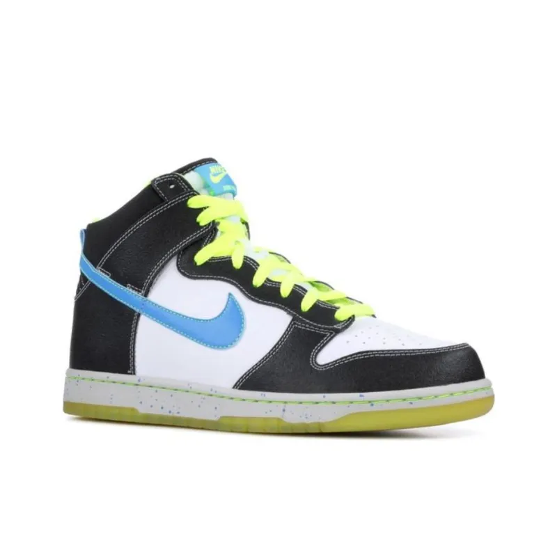 Nike Dunk Slip-Resistant Cushioning High-Top Skateboard Shoes Unisex White/Blue Glow In The Dark-2
