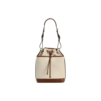 ZARA Polyester Bucket Bags Shoulder Bags Large Size Women's Dark Brown Yellow