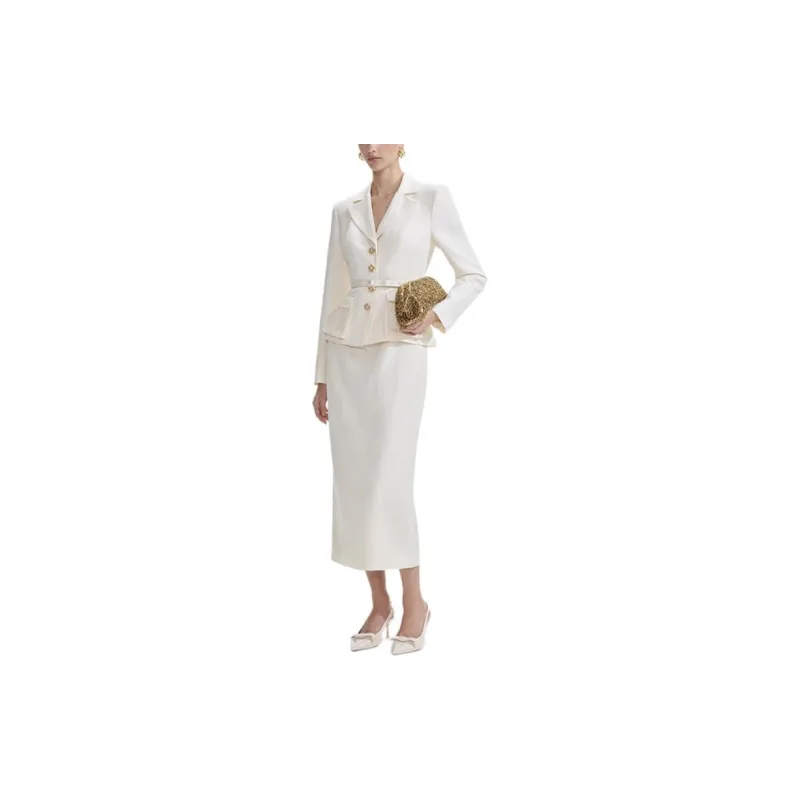 Self portrait Long Sleeved Dresses Women's Ivory White-1