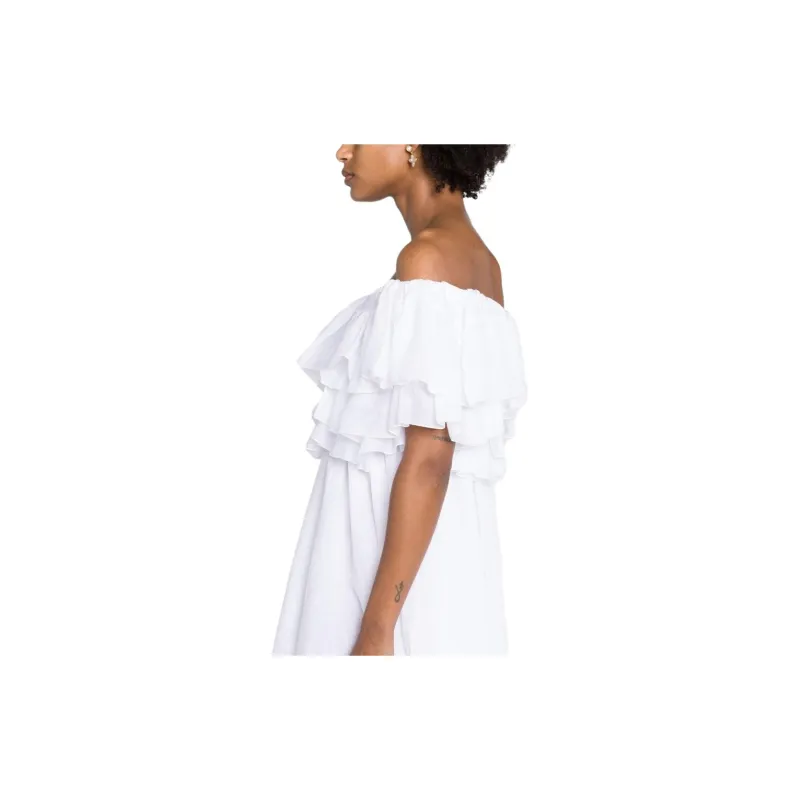 Chloé Ruffled Off-shoulder Midi Dress-2