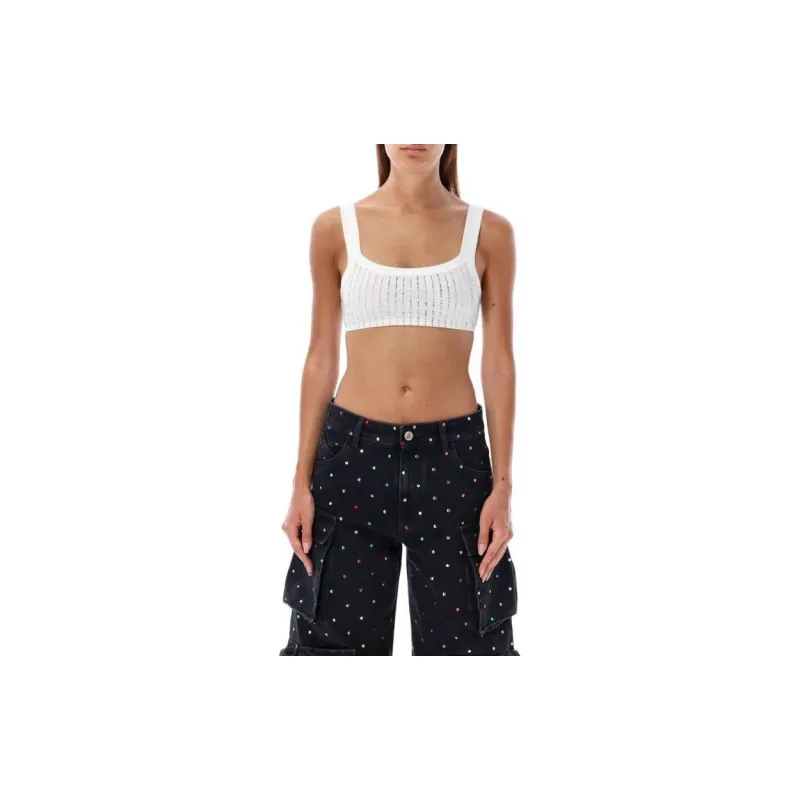 The Attico Embellised Knitted Cropped Tank Top-1