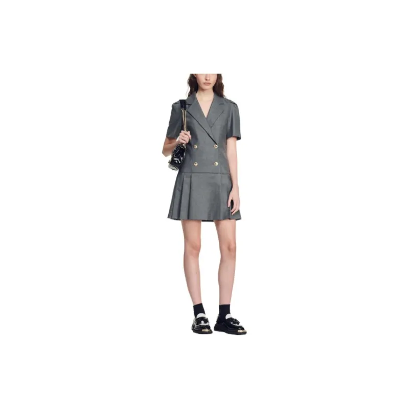 Sandro Short Sleeved Dresses Women's Medium Gray-1
