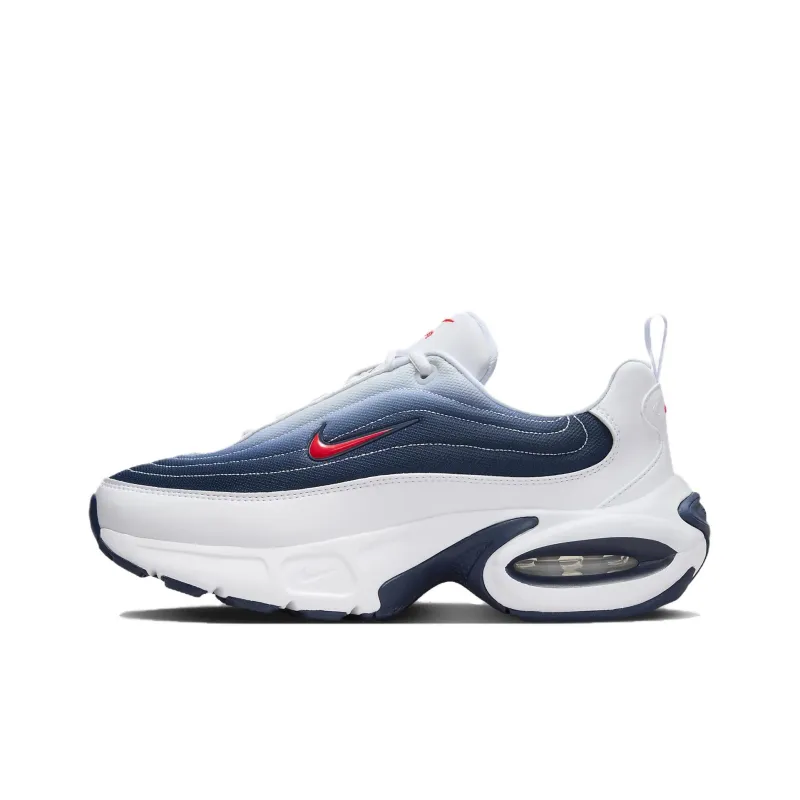 Nike Air Max Portal Anti Slip Wear Resistant Low Top Running Shoes Unisex White Blue-0